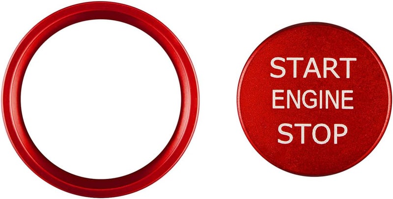 Lyxheth Car Push Start Button Cover, Engine Start Cover, Cool Aluminum Engines Starts Buttons Covers with Metal Ring for Cars Decorations, Car Engine Start Button Decal Accessory for Audi A4 (Red) - Image 1